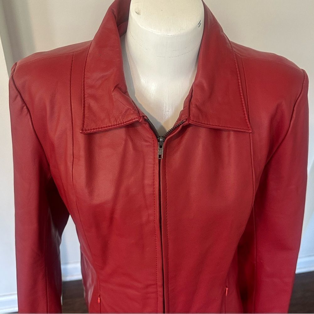 Excelled Collection Red Leather Jacket L - Picture 2 of 8